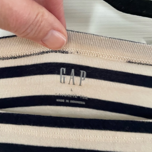 GAP Navy and White Cotton Striped Long Sleeve Tee - Picture 2 of 3